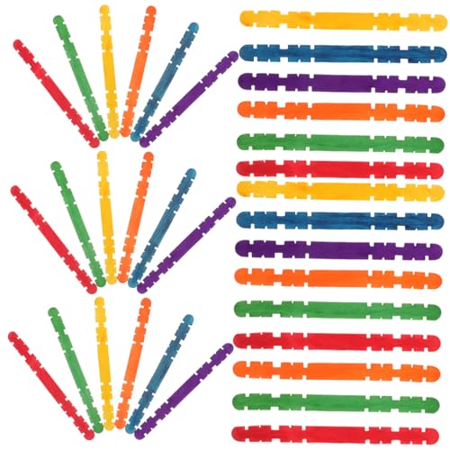 CLISPEED 200 Stück Bunte Gezackte Holzstäbchen Kleine DIY Eisstiele Sticks für Handgemachte Bastelarbeiten und Kreative Sommerspaß Aktivitäten von CLISPEED