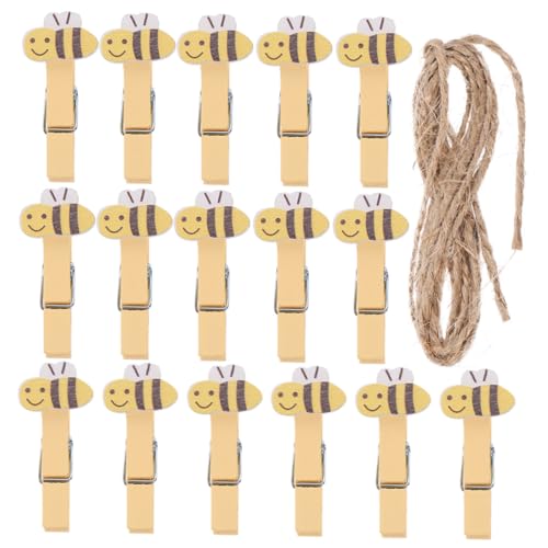 CLISPEED 20stücke Holz Wäscheklammern Zum Basteln Fotoklammern Dekorative Bildklammern Multifunktionale Fotoklammern Austauschbare Bildklammern Mit Seil Für Kleine Gegenstände von CLISPEED