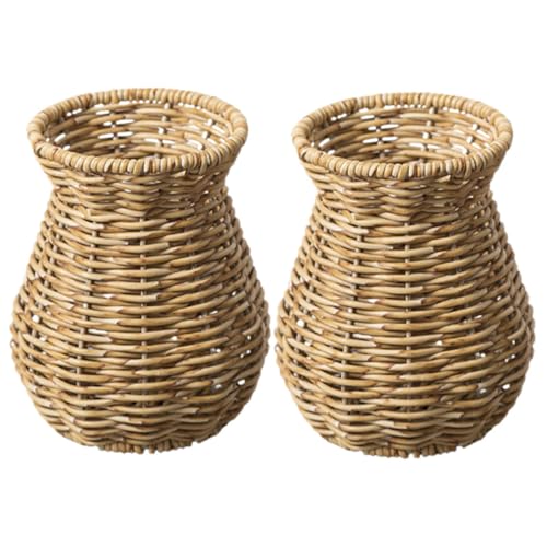 CLISPEED 2stücke Geflochtene Rattan Blumenvase Bauernhaus Stil Kunststoff Blumenhalter Für Home Wohnzimmer Schlafzimmer Küche Dekoration Blumenkorb Imitation Vase CLISPEED 2stücke Geflochtene Rattan Blumenvase Bauernhaus Stil Kunststoff Blumenhalter Für Home Wohnzimmer Schlafzimmer Küche Dekoration Blumenkorb Imitation Vase von CLISPEED