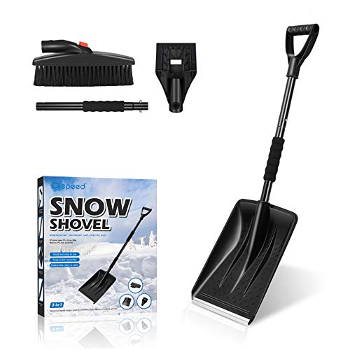 CLISPEED 3-In-1 Schneeschaufel Kit Tragbare Schneeschaufel mit Eiskratzer Und Schneebürste (Schwarz) von CLISPEED