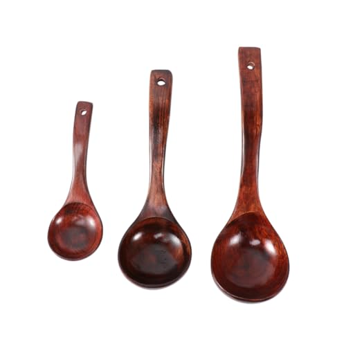CLISPEED 3 STÜCKE Teiliges Holz Suppenkellen mit Langem Ergonomischem Stiel Natürlicher Nanmu Geruchlos Vielseitig Einsetzbar für Suppe Brei und Gewürze Handpoliert Stilvolles Kochbesteck von CLISPEED