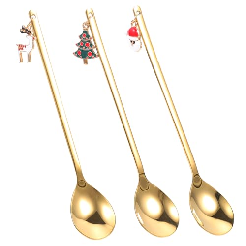 CLISPEED 3 Stück Teiliges Dessertlöffel Weihnachtsdesign Goldfarbene Eislöffel mit Weihnachtsbaum Weihnachtsmann und Rentier Glatte Oberfläche Rostfrei für Eis Joghurt Kuchen Partys CLISPEED 3 Stück Teiliges Dessertlöffel Weihnachtsdesign Goldfarbene Eislöffel mit Weihnachtsbaum Weihnachtsmann und Rentier Glatte Oberfläche Rostfrei für Eis Joghurt Kuchen Partys von CLISPEED