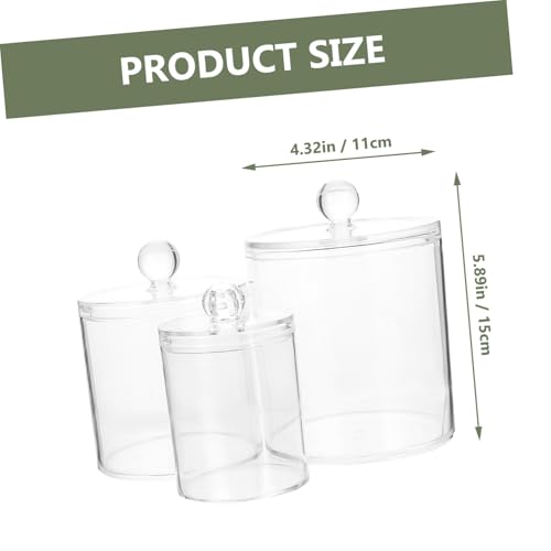 CLISPEED 3 Stück Teiliges Durchsichtige Apothekergläser Badezimmerschrank Aufbewahrungsboxen für Wattepads und Wattestäbchen Makeup Baumwollbox Organizer Transparent für Kosmetik von CLISPEED