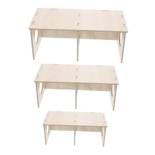 CLISPEED 3 Stück Teiliges Hamsterhaus aus Natürlichem Holz Organisches Material Hygienisch und Leicht zu Reinigen Multifunktionale Verstecke mit Mehreren Kammern für Hamster Meerschweinchen von CLISPEED