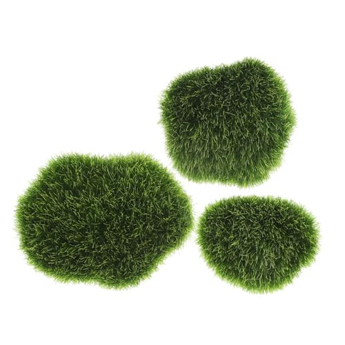 CLISPEED 3 Stück Teiliges Künstliche Moossteine Realistische Moosdekoration für Garten und Innenbereich Wetterfest und Langlebig für Pflanzenwände Feengärten und Terrarien Natürliche Optik von CLISPEED