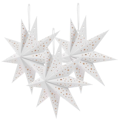 CLISPEED 3 Stück Teiliges Weißer Papier Lampenschirm für Zuhause Neun Spitzen Stern Laterne Hängend Dekorativ Weihnachtsfenster Hochzeit Party CLISPEED 3 Stück Teiliges Weißer Papier Lampenschirm für Zuhause Neun Spitzen Stern Laterne Hängend Dekorativ Weihnachtsfenster Hochzeit Party von CLISPEED
