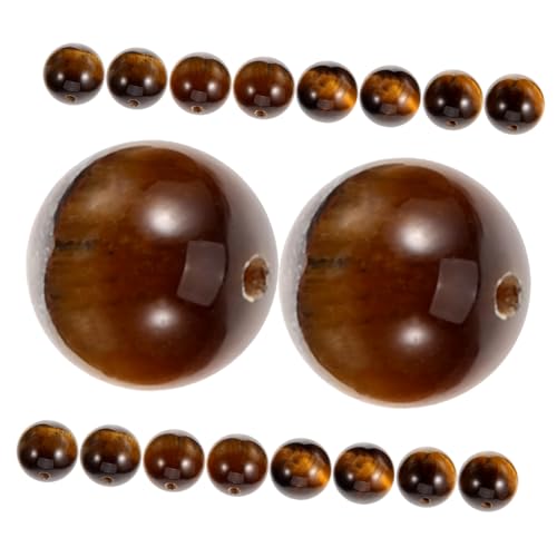 CLISPEED 30 Stück Teiliges Natürliche Tigerauge Steinperlen mit Großem für Schmuckherstellung DIY Armbänder Halsketten Ohrringe Handgefertigte Perlen für Bastelprojekte von CLISPEED