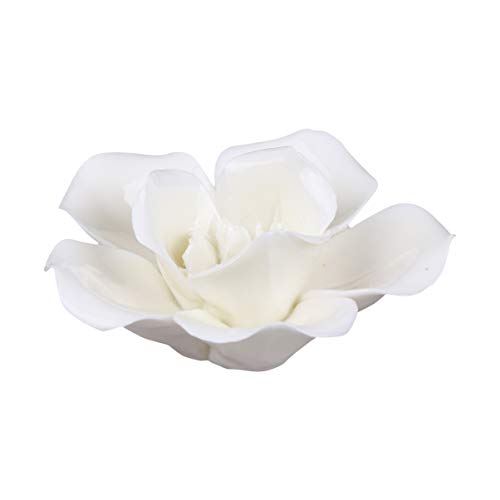 CLISPEED 3D Blumen Wanddeko Wandschmuck Keramik Rose Wandskulptur Wandkunst Wandbild für Zuhause Wohnzimmer Schlafzimmer Hochzeit Geburtstag Party Wandhänger Dekoration Weiß S von CLISPEED