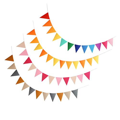 CLISPEED 4 Sätze Bunte Filz Wimpelkette Dreieckige Geburtstagsparty Deko Girlande Leichte Kinderzimmer Dekoration Vielseitig für Innen und Außen Einfache Montage von CLISPEED
