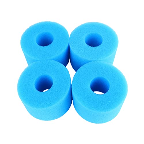 CLISPEED 4 Stück Filter Schwamm säule Blau Wiederverwendbar Schwammfilter für Schwimmbad Teich Aquarium Vorfilter für Effiziente Wasserfiltration von CLISPEED
