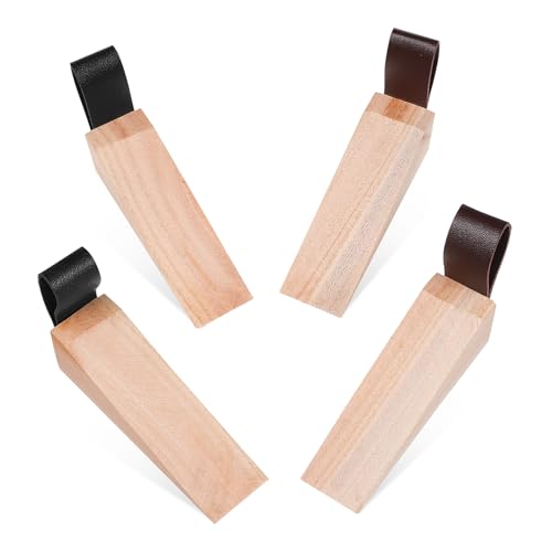 CLISPEED 4 Stück Holz Türkeil Teilig Rutschfeste Türstopper für Schwere Türen Erhöhtes Design für Türspalten Robustes Naturholz Geeignet für Fliesen Vinyl Teppichboden und Holzfußböden von CLISPEED