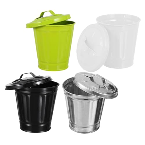 CLISPEED 4 Stück Mini Tisch Mülleimer Teiliges aus Metall Multifunktionale Abfallkörbe für Büro Schlafzimmer und Wohnheim Mit Deckel Schwarz Grün Natur und Weiß Robuste Abfallbehälter für CLISPEED 4 Stück Mini Tisch Mülleimer Teiliges aus Metall Multifunktionale Abfallkörbe für Büro Schlafzimmer und Wohnheim Mit Deckel Schwarz Grün Natur und Weiß Robuste Abfallbehälter für von CLISPEED
