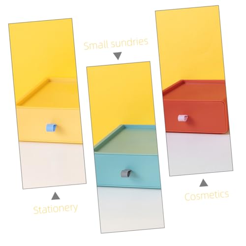 CLISPEED 4 Stück Teiliges Desktop Aufbewahrungssystem mit Schubladen Stapelbare Robuste in Gelb Grün Blau und Orange Praktische Schreibtisch Organizer für Büro und Zuhause von CLISPEED