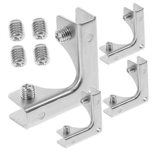 CLISPEED 4 Stück Teiliges Förmiges Edelstahl Glasbefestigungs Verstellbare Halterung für Rahmenlose Glasgeländer Regalhalter und Duschkabinen Kratzfest Rostfrei Einfache Montage ohne von CLISPEED