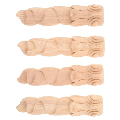 CLISPEED 4 Stück Teiliges Holzapplikationen Unbemalt Europäisches Blumen Design Lange Ovale Onlays für Möbelrestaurierung Dekorative für Schränke Türen und Wände von CLISPEED