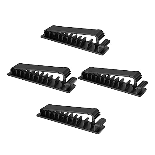 CLISPEED 4 Stück Teiliges Kabelhalter Verstellbar Schreibtisch Kabelorganizer USB Ladekabel Halterung für Büro und Auto Schwarz Stabiler Kabelclip mit Rutschfester Befestigung für und von CLISPEED