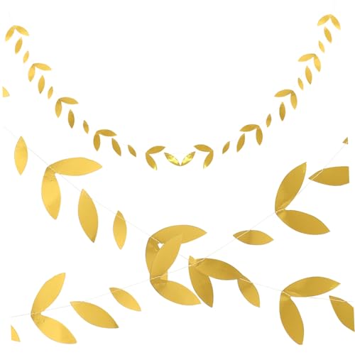 CLISPEED 4 Stück Teiliges Paper Leaf Garland Goldene Design Papiergirlande Hängendes Banner für Hochzeits Geburtstags und Partydekorationen für Türen Wände Garten und Raumgestaltung von CLISPEED