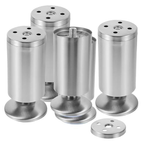 CLISPEED 4 Stück möbelbeine aus Edelstahl industriell Tisch Verstellbare Sofa -Beine Unterstützung Füße für Möbel Verstellbare Schrankfüße Möbelrichtmaschine Möbelnivellierungsbeine Silver von CLISPEED