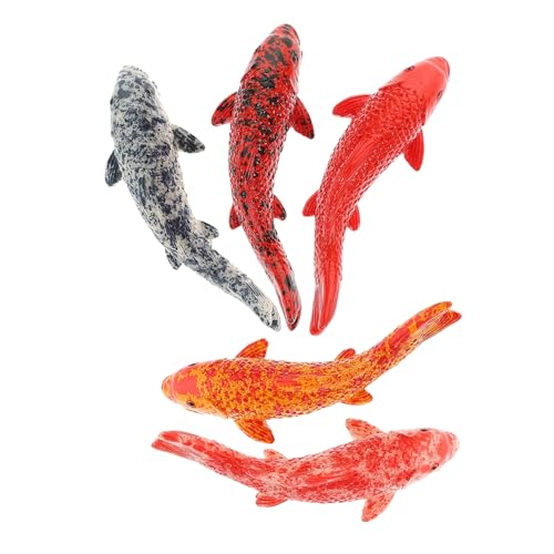 CLISPEED 5 Stück Koi-Dekorationen Teich Dekorationshaus für Aquarien kompakter falscher Fisch Muschel künstliche Fische dekofische dekorativer falscher Fisch simulierter falscher Fisch Harz von CLISPEED