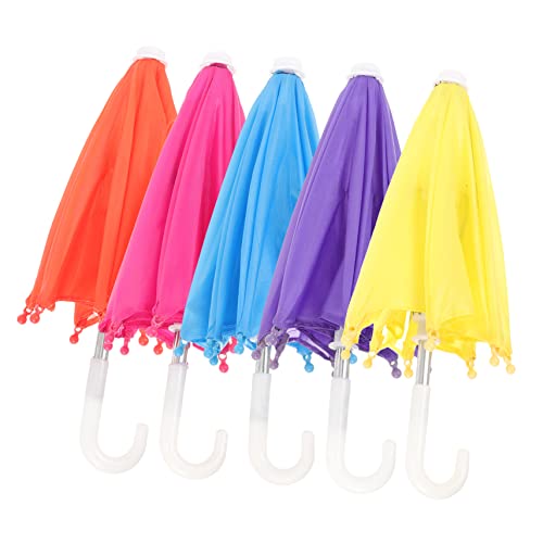 CLISPEED 5 Stück Mini Regenschirm für Puppen Blau Lila Orange Gelb und Dekorative Regenschirme für Miniaturhäuser und Puppenaccessoires von CLISPEED