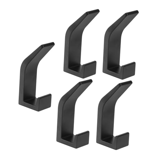 CLISPEED 5 Stück Teiliges Aluminiumhaken Schwarz Rostbeständig Selbstklebend Vielseitig für Badezimmer Schlafzimmer Küche Moderne Tür und Wandmontage ohne Bohren von CLISPEED