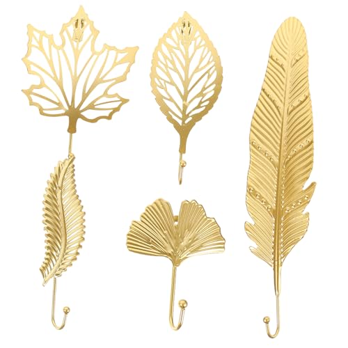 CLISPEED 5 Stück Teiliges Goldene Wandhaken aus Robustem Dekorative und Federform Platzsparende Garderobenhaken für Schlüssel Mäntel Handtücher für Schlafzimmer Flur Bad und Küche CLISPEED 5 Stück Teiliges Goldene Wandhaken aus Robustem Dekorative und Federform Platzsparende Garderobenhaken für Schlüssel Mäntel Handtücher für Schlafzimmer Flur Bad und Küche von CLISPEED