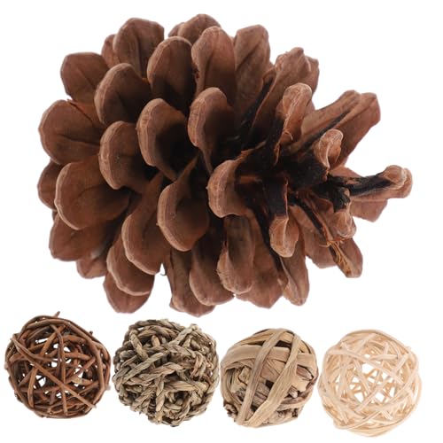 CLISPEED 5 Stück Teiliges Kauspielzeug Natürliche Grasbälle für Kaninchen Hamster Meerschweinchen Unterstützt Zahnpflege und Kauverhalten Geeignet für Kleine Haustiere Wie Zwerghamster und von CLISPEED