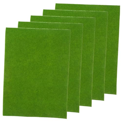 CLISPEED 5 Stück Teiliges Nylon Kunstrasen Matte für Sandtisch DIY Micro Landschaftsdeko Langlebiges Material Realistische Miniatur Gartenrasen für Modellbau und Bastelprojekte von CLISPEED