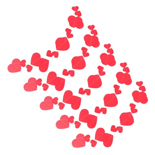 CLISPEED 5 Stück Teiliges Rotes Herz Papiergirlande Lange Love Shape Dekoration Wetterfest Vielseitig Einsetzbar für Valentinstag Hochzeit Geburtstag und Party von CLISPEED