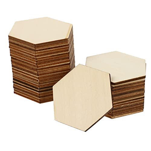 CLISPEED 50 Stück Sechseckige Holzscheiben Buchenholz für DIY Bastelprojekte Hochzeits und Weihnachtsdekorationen Unlackierte Holzornamente Handwerksstücke von CLISPEED