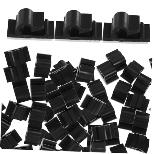 CLISPEED 50 Stück Selbstklebende Kabelhalter Schwarz Kabelorganizer mit Starkem Kleber Kabelclips für Schreibtisch USB Audiokabel Kabelführung für Büro und Zuhause Einfache Montage und von CLISPEED