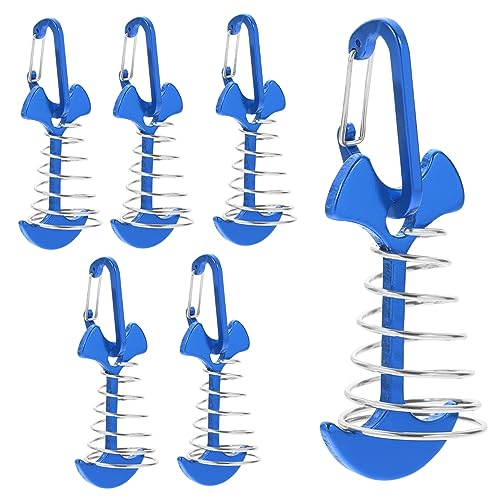 CLISPEED 6 Sätze Zeltheringe Fischgrätenform Aluminium mit Federclip und Spannseil Robuste Bodenanker für Camping Zeltsicherung bei Wind für Outdoor Zelte und Markisen von CLISPEED