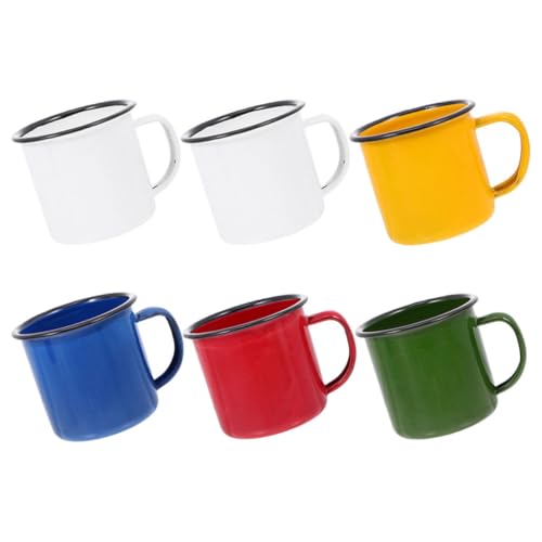 CLISPEED 6 Stück Bunte Emaille Becher Teiliges Vintage Trinkbecher aus Hochwertigem Material für Tee Kaffee Milch und Heiße für Zuhause und Unterwegs von CLISPEED