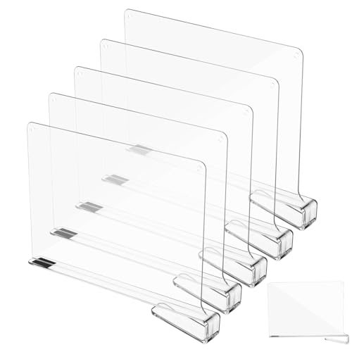 CLISPEED 6 Stück Regaltrenner aus Vertikale Kleiderschrank Organizer für Bücherregale Schranktrennwände Langlebig und Transparent zur Ordnung von Kleidung und von CLISPEED