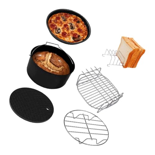CLISPEED 6 Stück Teiliges Airfryer Zubehör Backform und Honigwaben Matte Antihaftbeschichtet Hitzebeständig Vielseitig für Heißluftfritteusen Einfache für Pizza Kuchen und von CLISPEED
