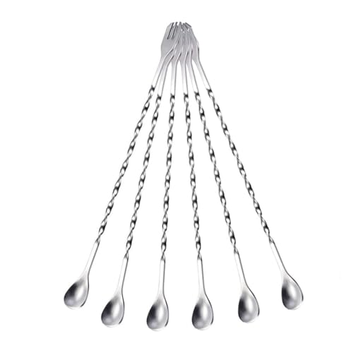 CLISPEED 6 Stück Teiliges Edelstahl Cocktaillöffel in Zwei Ergonomisch Geformt für Bar und Zuhause Leichte Kompakte Rührlöffel mit Glatter Oberfläche für Desserts Kaffee Eis und Obst CLISPEED 6 Stück Teiliges Edelstahl Cocktaillöffel in Zwei Ergonomisch Geformt für Bar und Zuhause Leichte Kompakte Rührlöffel mit Glatter Oberfläche für Desserts Kaffee Eis und Obst von CLISPEED