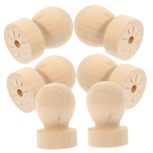 CLISPEED 6 Stück Teiliges Holz stempelgriffe aus Massivem Holz Handgefertigte Austauschbare Rundgriffe für Wachssiegel Einfach zu Montieren Langlebig und Vielseitig für DIY und von CLISPEED