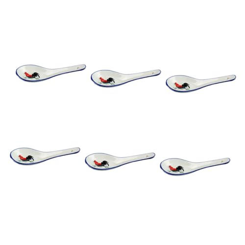 CLISPEED 6 Stück Teiliges Retro Porzellan Löffel für Mehrzweck Servierlöffel Geeignet für Dessert Suppe und Ramen Spülmaschinenfest von CLISPEED