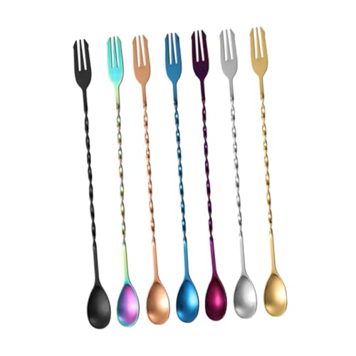 CLISPEED 7 Stück Teiliges Edelstahl Bar Löffel mit Doppeltem Spiralmuster Rostfrei Farbig zum Mischen von Cocktails Kaffee Tee und Getränken Langlebig und Griffig für Bar und Zuhause CLISPEED 7 Stück Teiliges Edelstahl Bar Löffel mit Doppeltem Spiralmuster Rostfrei Farbig zum Mischen von Cocktails Kaffee Tee und Getränken Langlebig und Griffig für Bar und Zuhause von CLISPEED