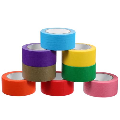 CLISPEED 8 Rollen Teiliges Farbiges Malerkrepp aus Papier Ablösbar und Rückstandsfrei Beschreibbares Bastel klebeband für Scrapbooking Geschenkverpackung und Dekoration in Farben von CLISPEED