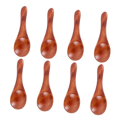 CLISPEED 8 Stück Löffel fester Holzdessert Teelöffel aus Holz Naturholzlöffel kleine Vorspeisenlöffel kleiner Zuckerlöffel Eislöffel aus Holz Mini-Dessertlöffel Gewürzlöffel Braun von CLISPEED