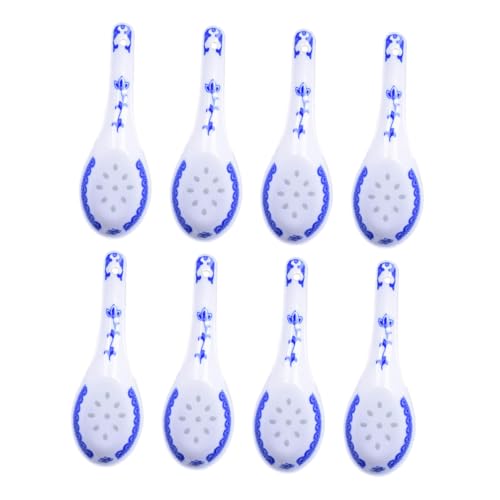 CLISPEED 8 Stück Teiliges Keramiklöffel Mehrzweck Chinesischer Suppenlöffel aus Feiner Sicherer Keramik Leicht Hitzebeständig für Suppe Brei Vorspeisen Praktisches Essbesteck für Haushalt von CLISPEED