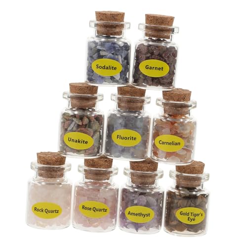 CLISPEED 9 Stück Teiliges Set Kristallstein Flaschen mit Bunten Edelsteinen Mini wunschflaschen für Dekoration Schmuckherstellung und Vielseitig für Zuhause Hochzeit und Bastelprojekte von CLISPEED