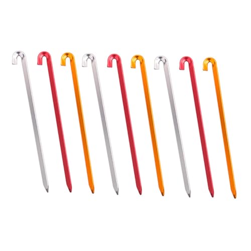 CLISPEED 9 Stück Teiliges Ultraleichtes Zelthering Aluminiumlegierung Rostfrei und Witterungsbeständig zum Outdoor Wandern und Bergsteigen Geeignet für Zelte Markisen und Gartenabdeckungen von CLISPEED