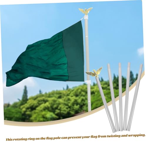 CLISPEED Aluminium Fahnenmast Rotierender Gartenmast mit Anti Wind verhedderung Wetterfester Outdoor Flaggenständer für Haus Balkon und Terrasse Set in Silber CLISPEED Aluminium Fahnenmast Rotierender Gartenmast mit Anti Wind verhedderung Wetterfester Outdoor Flaggenständer für Haus Balkon und Terrasse Set in Silber von CLISPEED