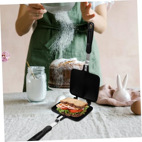 CLISPEED Aluminium Sandwich bratpfanne mit Antihaftbeschichtung Doppelseitige Heizplatte für Gasherde und Outdoor Leicht zu Reinigen Langlebig für Brot und Toast Schwarz CLISPEED Aluminium Sandwich bratpfanne mit Antihaftbeschichtung Doppelseitige Heizplatte für Gasherde und Outdoor Leicht zu Reinigen Langlebig für Brot und Toast Schwarz von CLISPEED