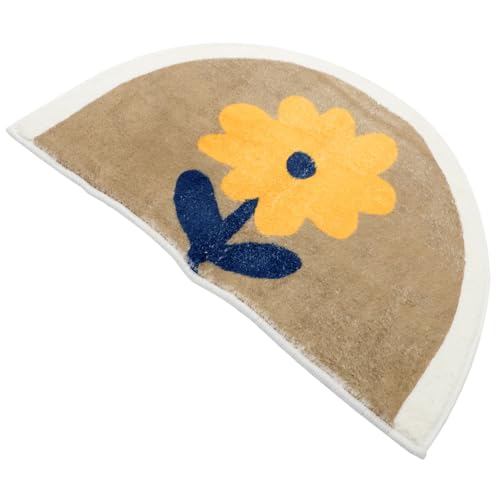 CLISPEED Badezimmer Badematte rutschfest Saugfähig Weicher Teppich Halbrund mit Rutsch Boden für Dusche Badewanne und Wohnzimmer in Beige von CLISPEED