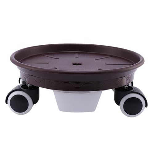 CLISPEED Beweglicher Blumentopf Tablett mit Rund aus Robustem Kunststoff Wasserauffangbox Praktischer Pflanzenroller für Innen und Außenbereich Durchmesser Außen Innen Braun von CLISPEED