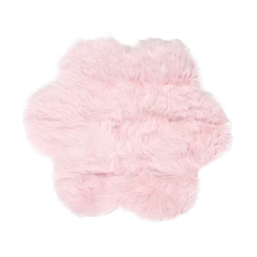 CLISPEED Blumenförmiger Flauschiger Teppich Rosa Kuscheliger Shaggy Teppich für Mädchenzimmer Schlafzimmer Bettvorleger Weicher Plüsch für Gemütliche Wohnbereiche von CLISPEED
