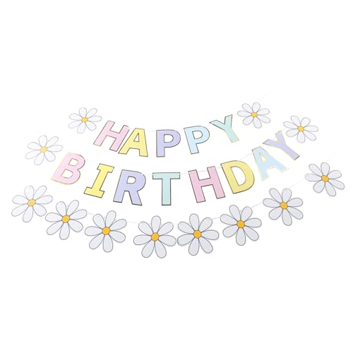 CLISPEED Buntes Geburtstagsbanner aus Papier Teiliges mit Blumenmuster Dekoratives Partybanner für Babypartys Langlebige Vielseitige Geburtstagsdeko für Innen und Außenbereich von CLISPEED